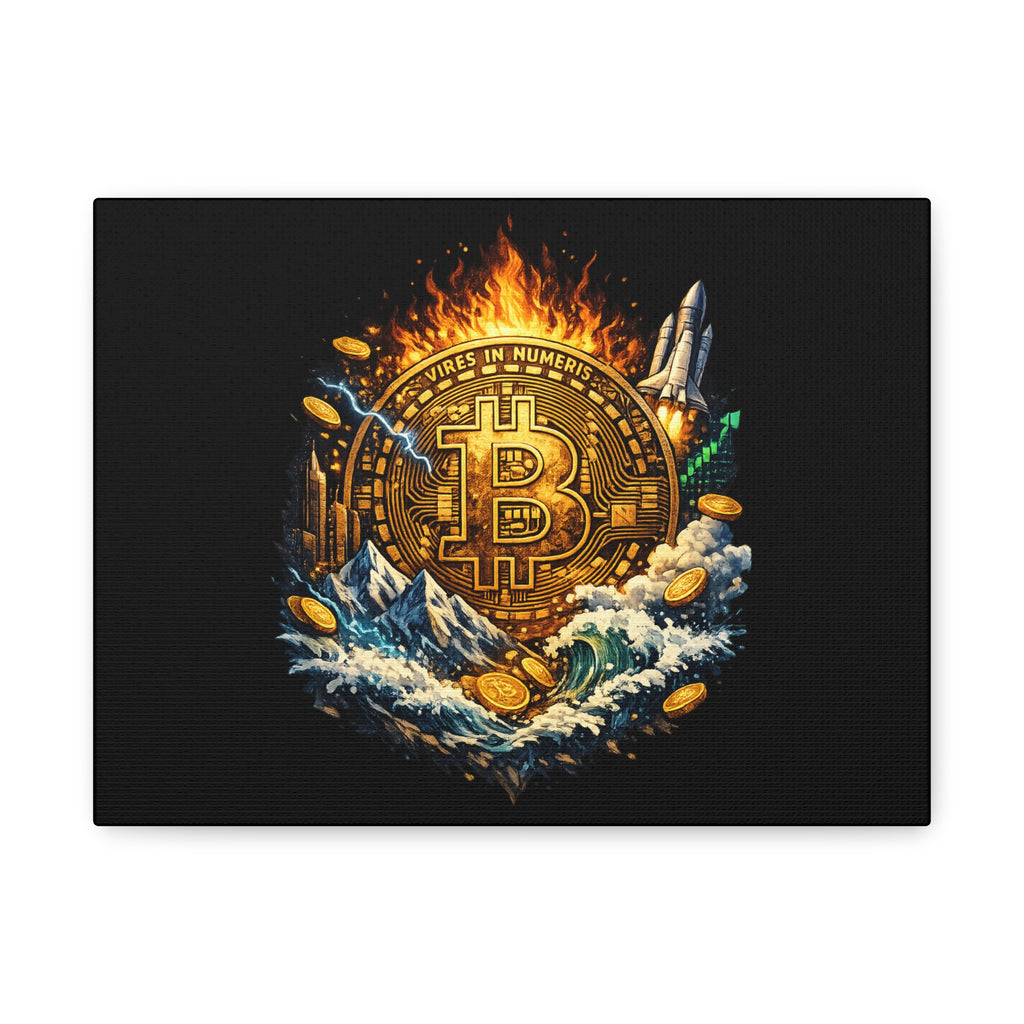 Bitcoin Fire & Ice Canvas Wall Art Epic Crypto Artwork BTC Investor Decor Cryptocurrency Wall Art 12 x 9