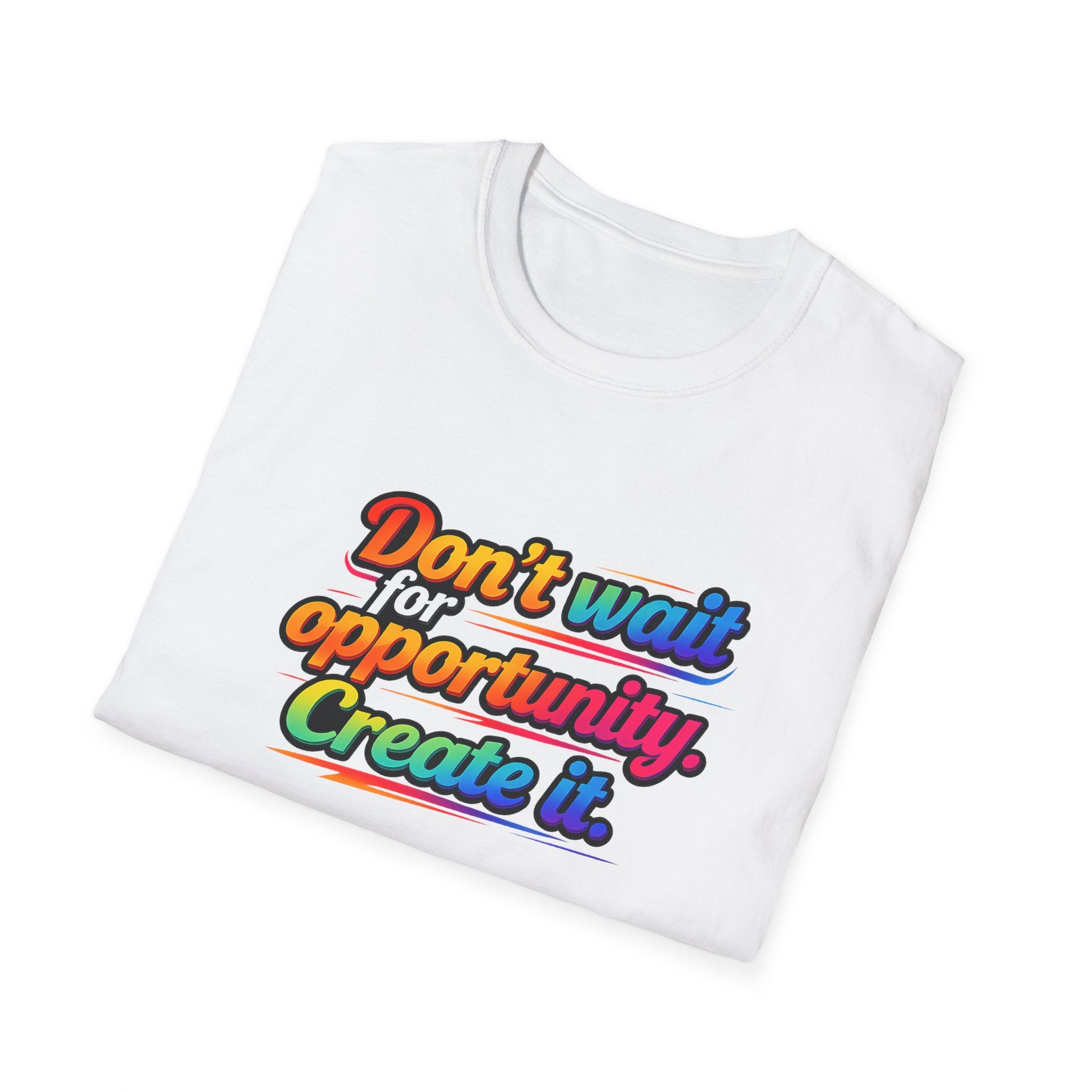 Create Your Opportunity Bold Motivational Rainbow Typography Tee 5 colors 100% cotton