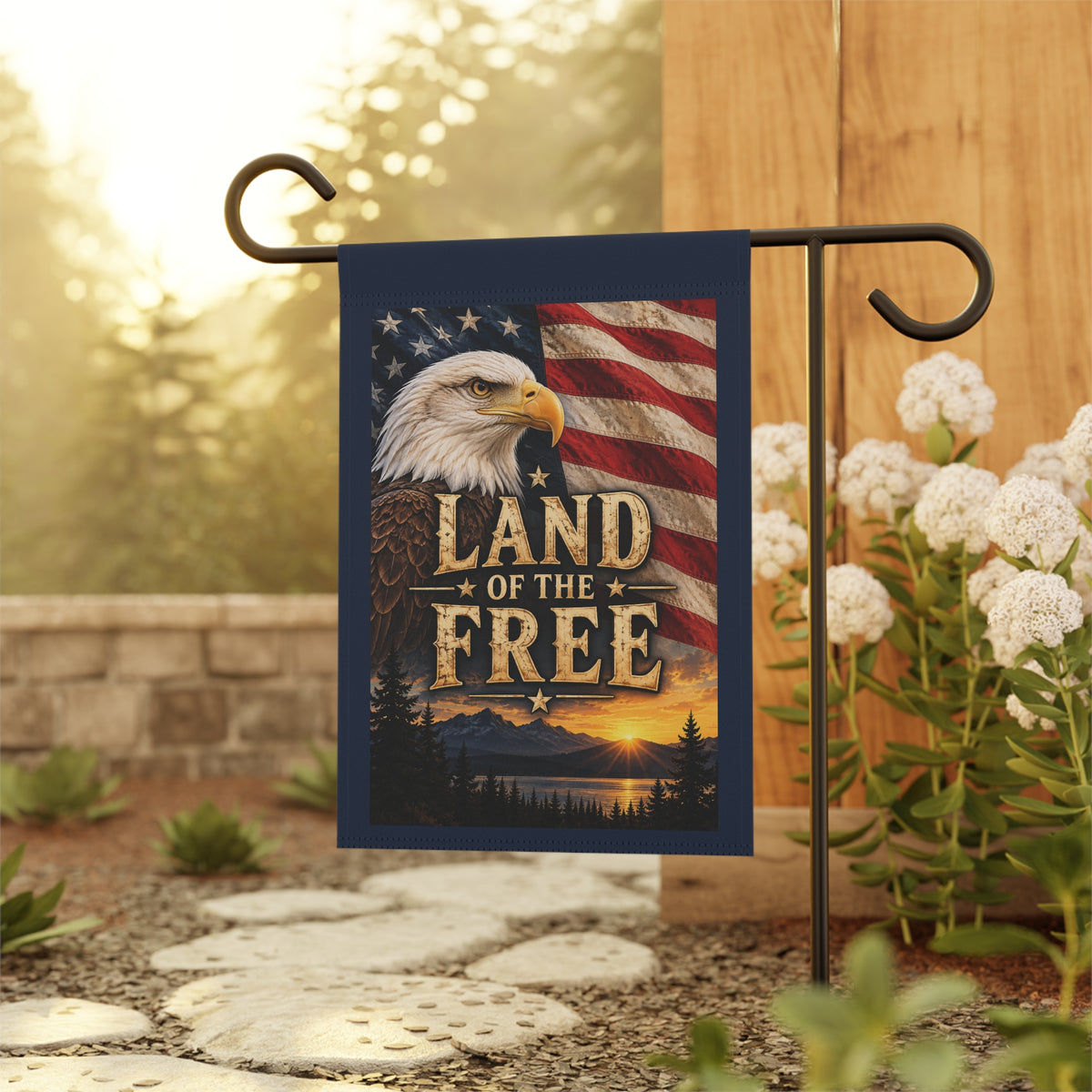 SatsandStripes.com Land of the Free Patriotic 12" x 18" Garden Flag – Bald Eagle & American Flag  Yard Decor