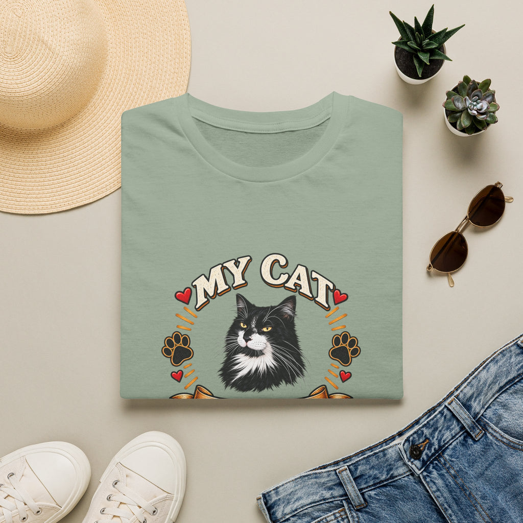SatsandStripes.com My Cat Is My Favorite Person Personalized Softstyle® T-Shirt – Custom Pet Photo Cat Lover Shirt Version 2 Sage Folded