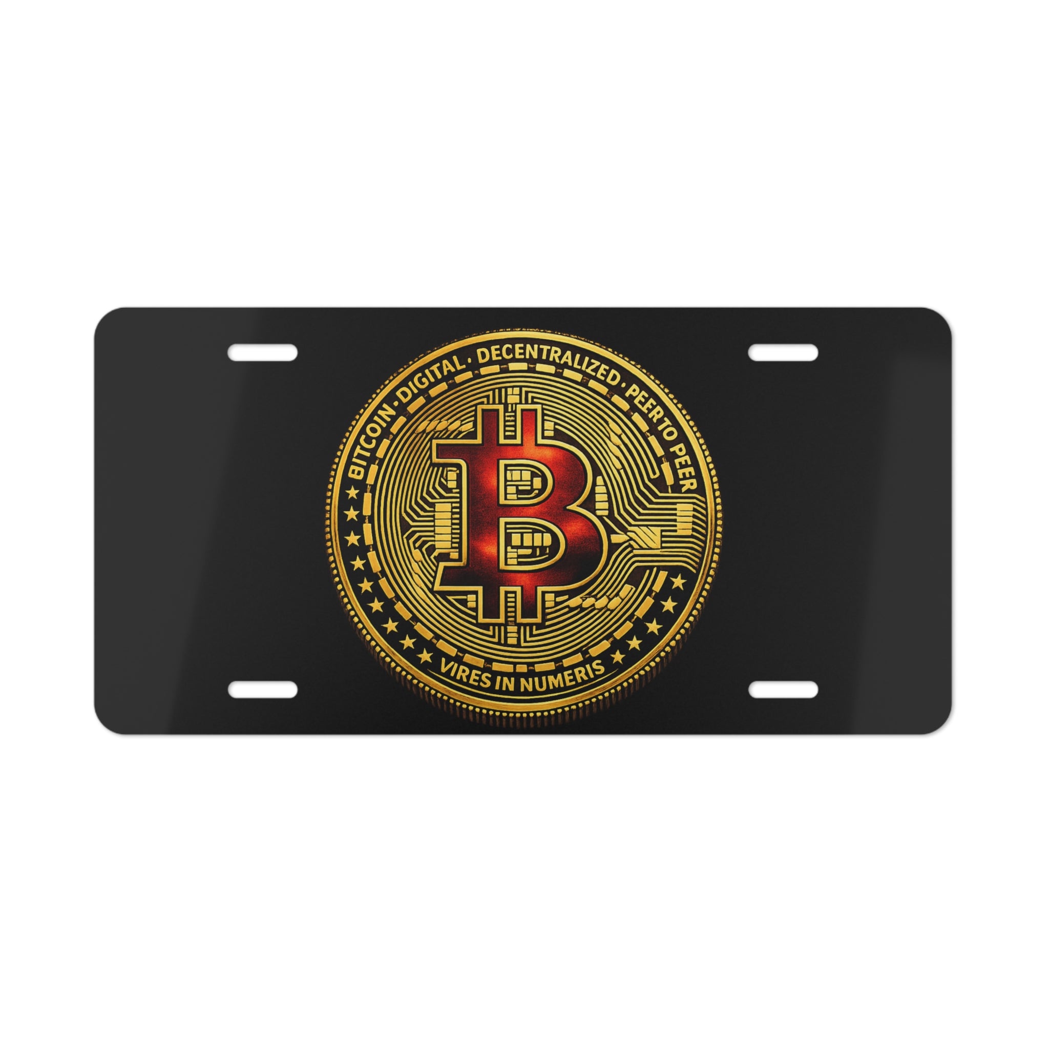 Red And Gold Bitcoin Vanity Plate Aluminum Front License Plate