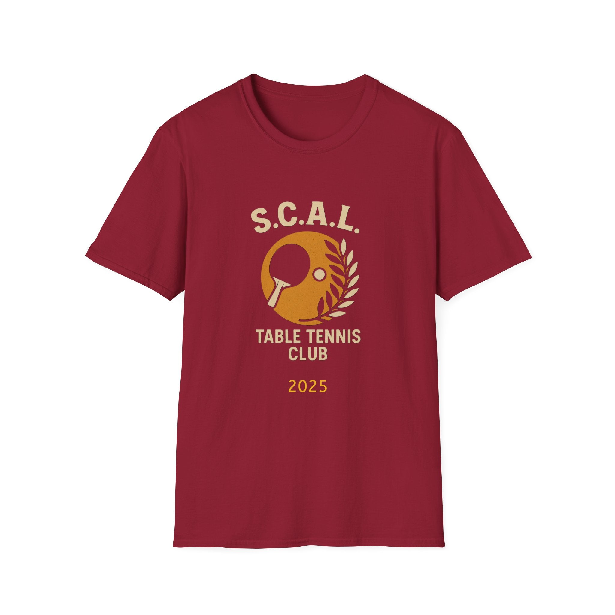 Sats and Stripes S.C.A.L. Table Tennis Club T-Shirt Custom made for Sun City Aliante Maroon