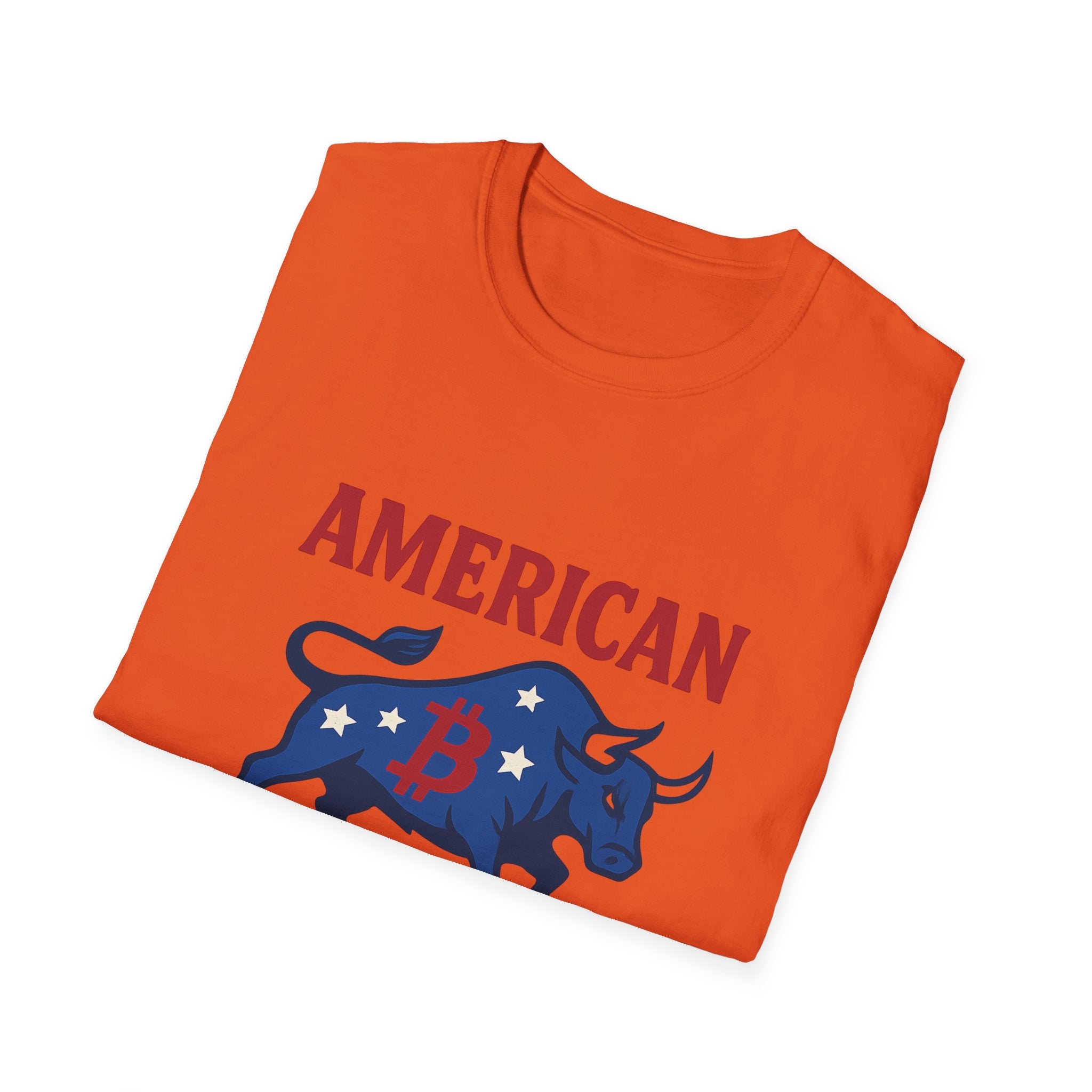 American Bitcoin Red White & Bull T-Shirt Tee 5 colors 100% cotton