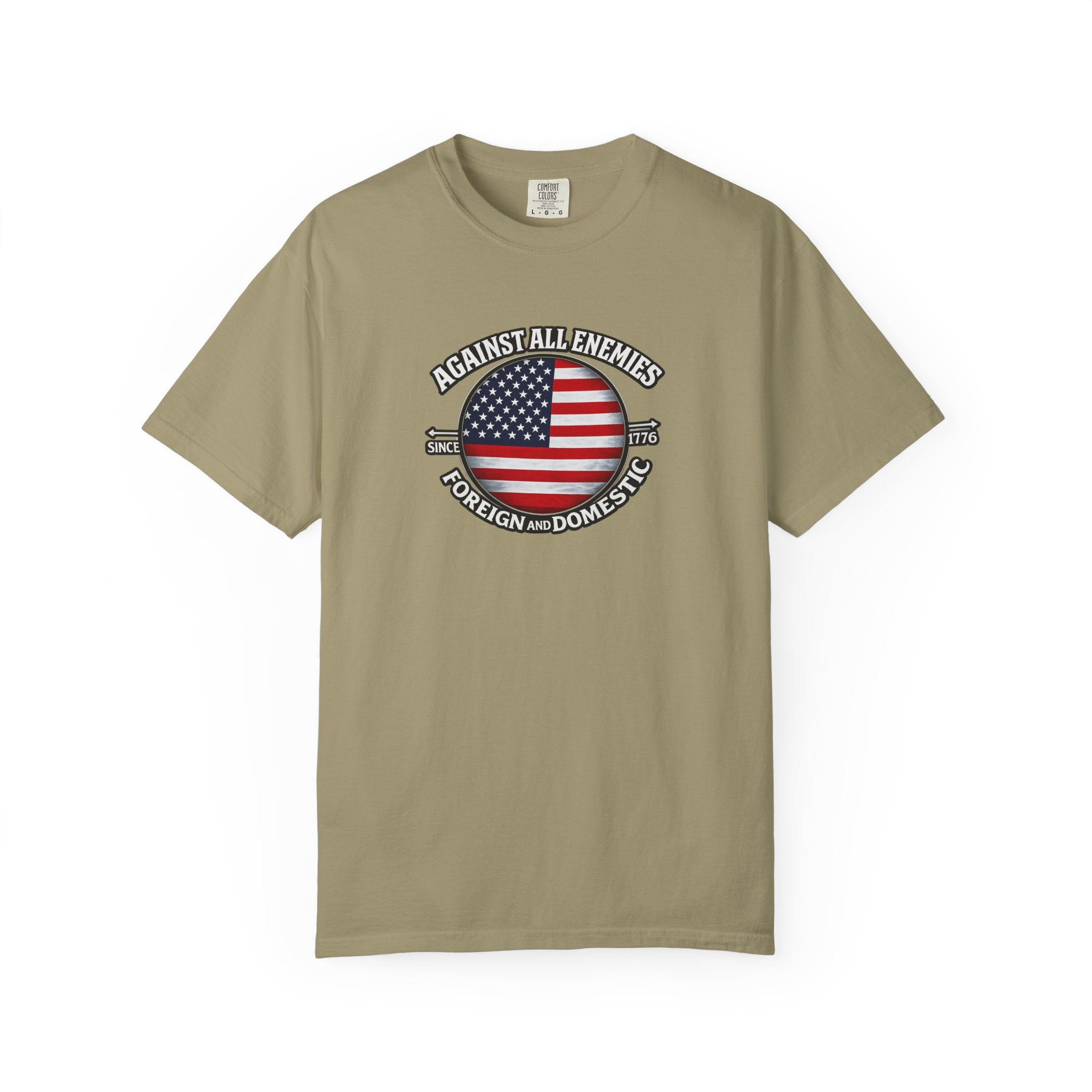 Against All Enemies Hemd Patriotisches Amerikanische Flagge T-Shirt 1776 USA Shirt Militär Veteran Patriot Geschenk 6 Farben 100% Baumwolle