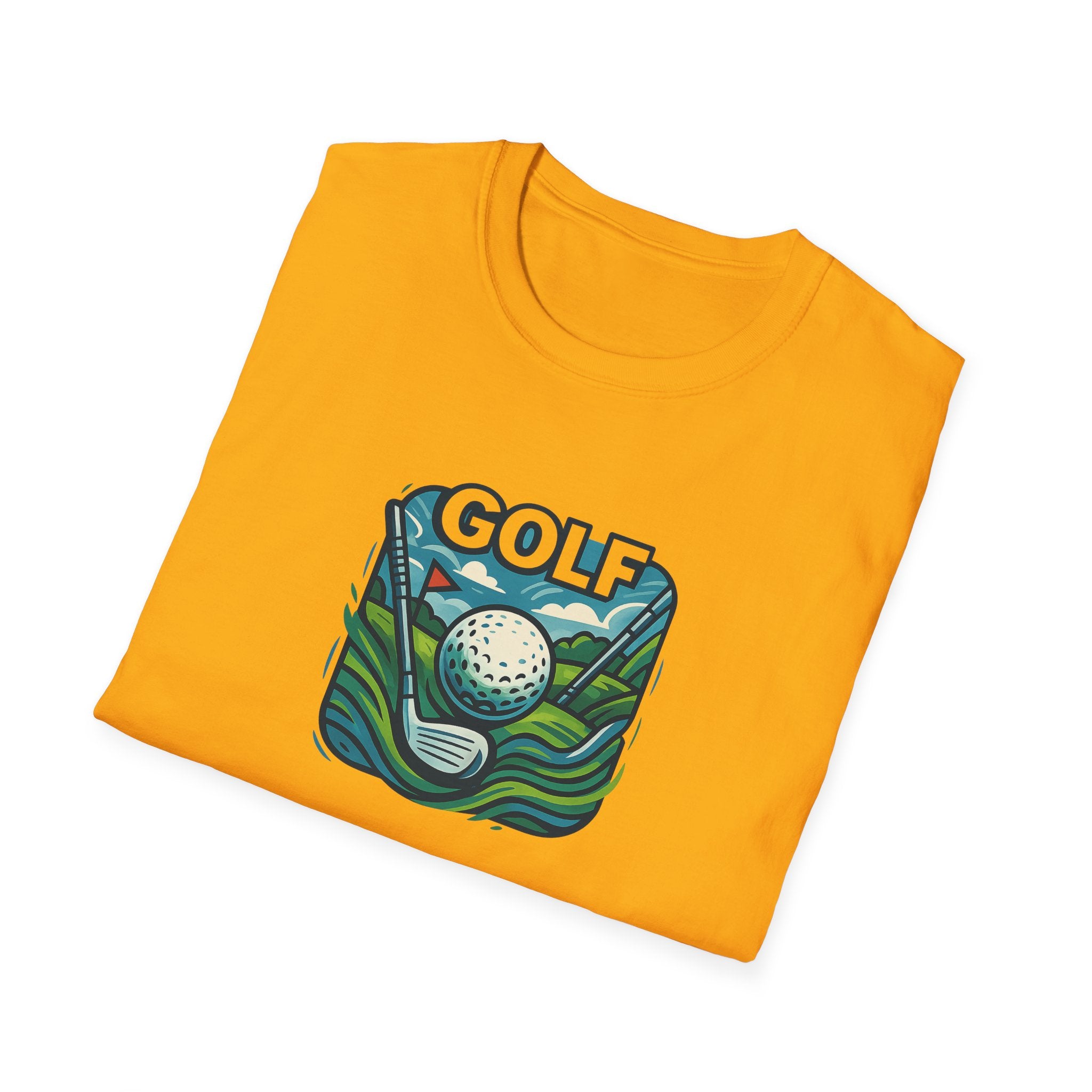 Retro Graphic Golf Tee with Club and Ball Design Perfect Gift for Golf Enthusiasts 4 colors 100% cotton