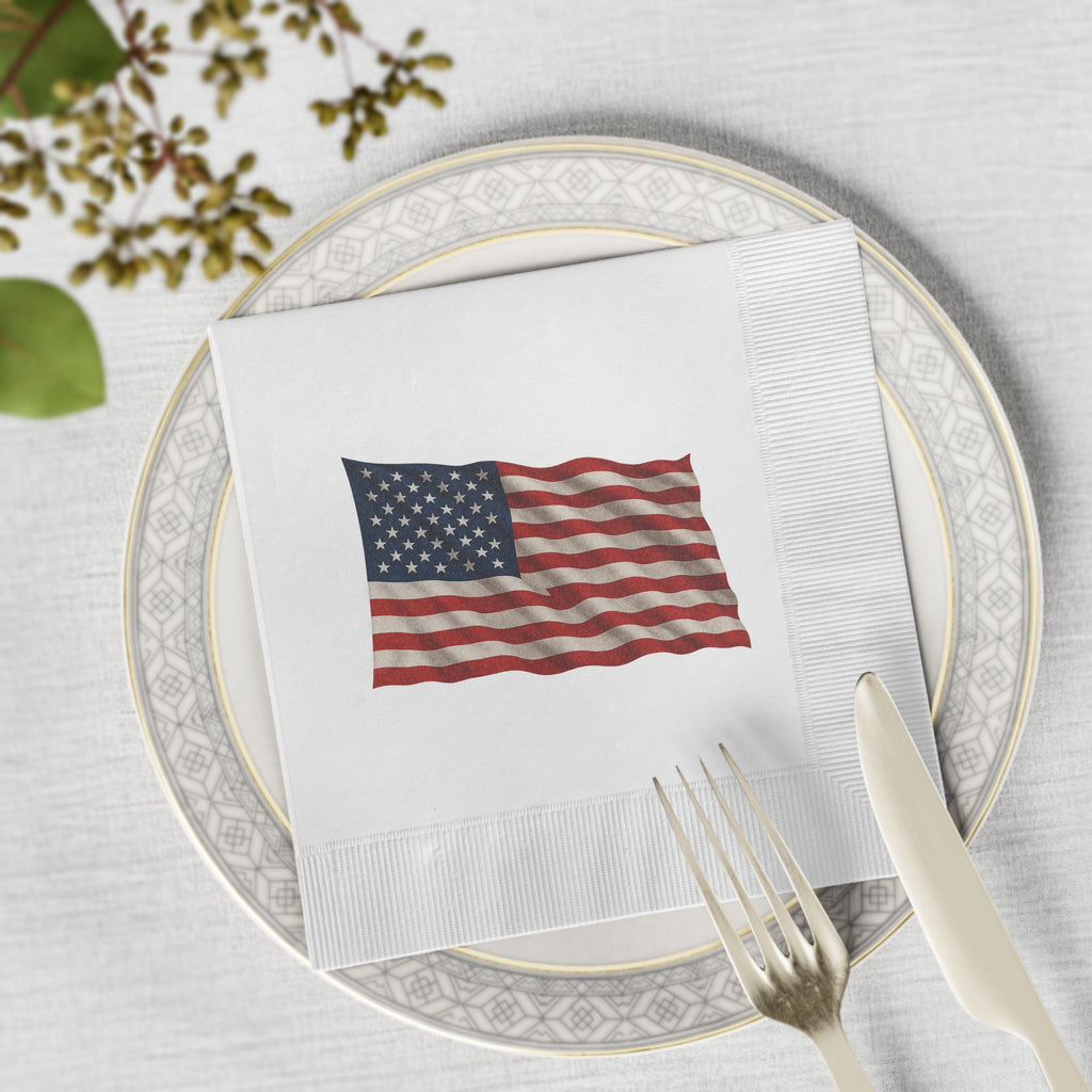 American Flag Napkins Patriotic Party Napkins USA Flag Table Decor Fourth of July Napkins (50 or 100 Count) 2 sizes
