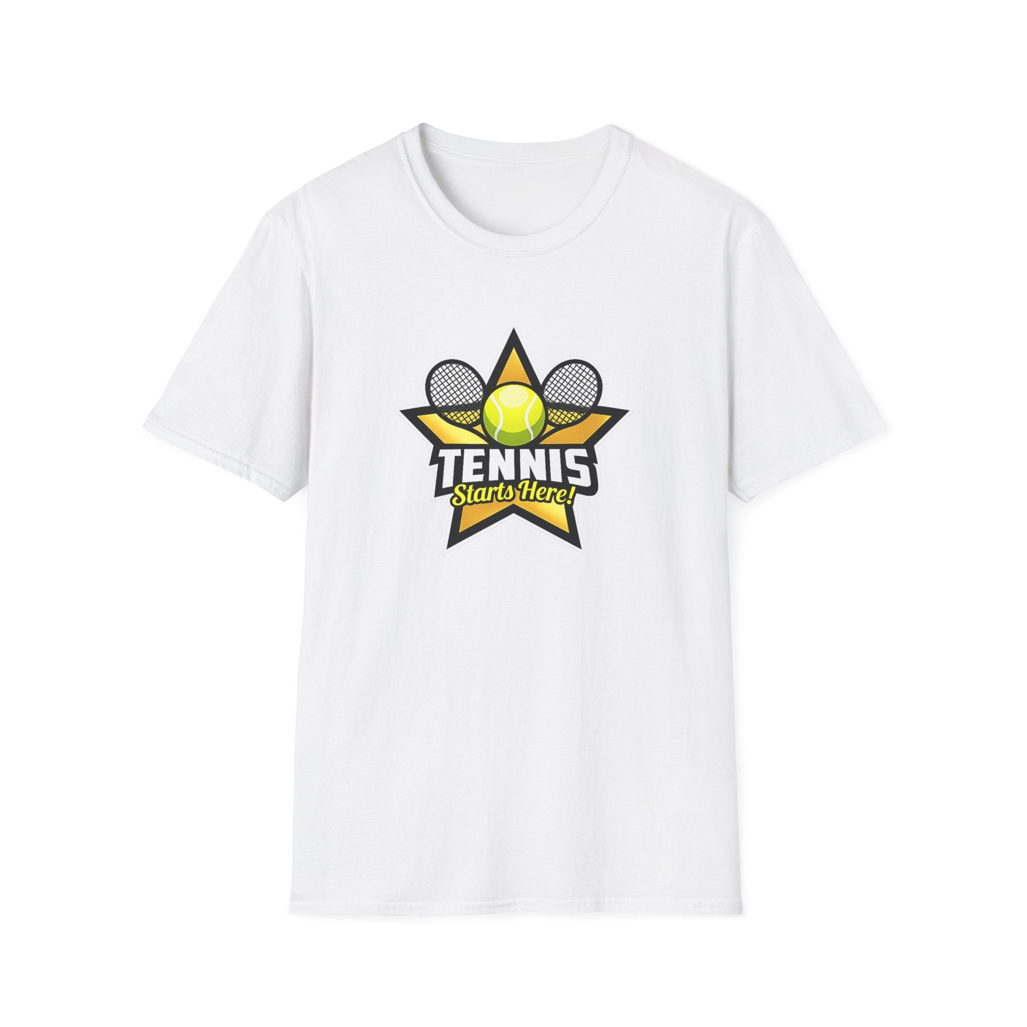 Tennis Starts Here T-Shirt Tennisspieler Shirt Tennis Liebhaber Geschenk Court Life Tennis Bekleidung 6 Farben 100% Baumwolle