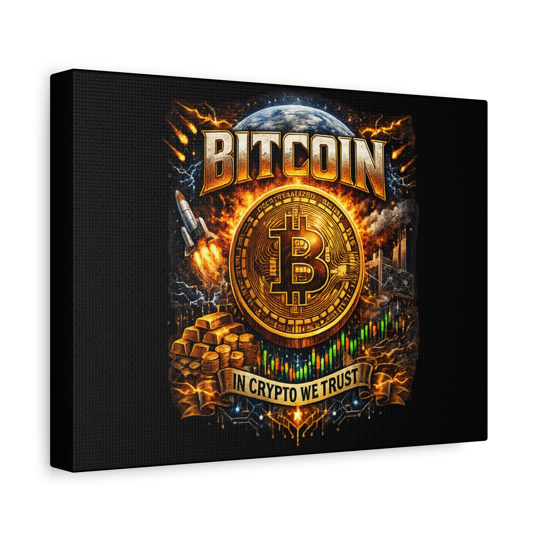 Bitcoin In Crypto we Trust Artwork Premium Canvas 12 x 9