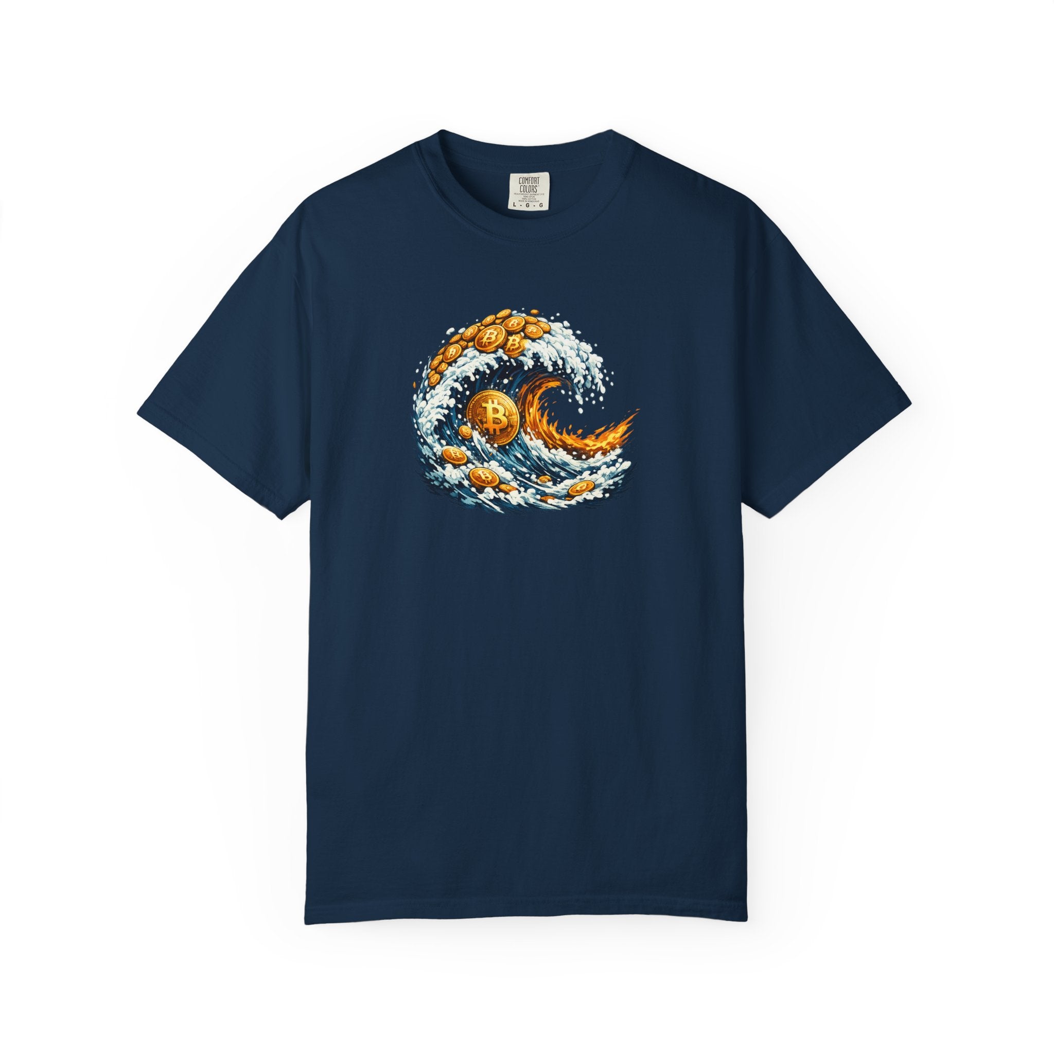 Bitcoin Tidal Wave T-Shirt Futuristic Crypto Graphic Tee Bitcoin Art Shirt Crypto Gift for Him 12 colors 100% cotton