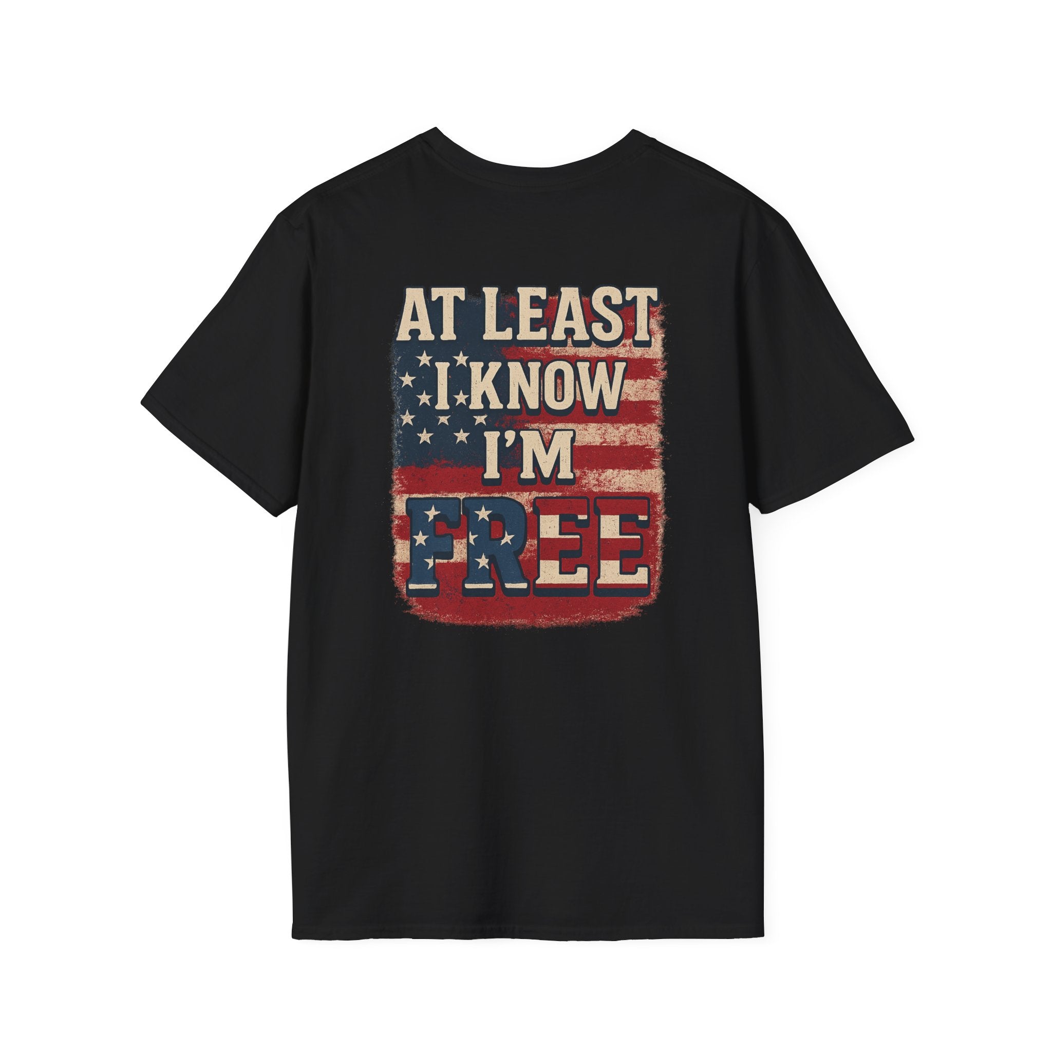 Proud to be an American at Least I know I'm Free Patriotic Tee with Eagle and Flag 5 colors 100% cotton