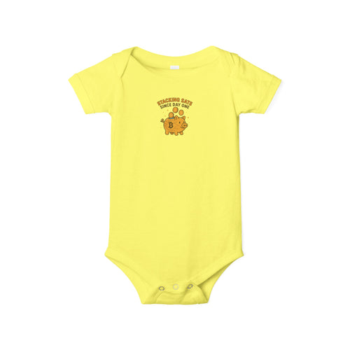 Bitcoin Baby-Strampler Stacking Sats seit Tag eins Süßer Krypto-Sparschwein-Bodysuit 6 Farben 100% Baumwolle