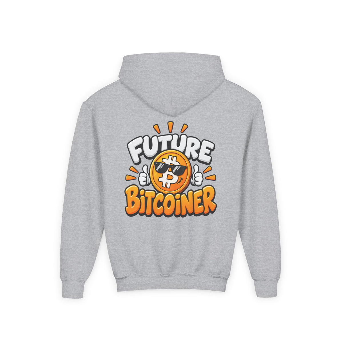 SatsandStripes.com Future Bitcoiner Youth Hoodie – Kids Bitcoin Sweatshirt Grey