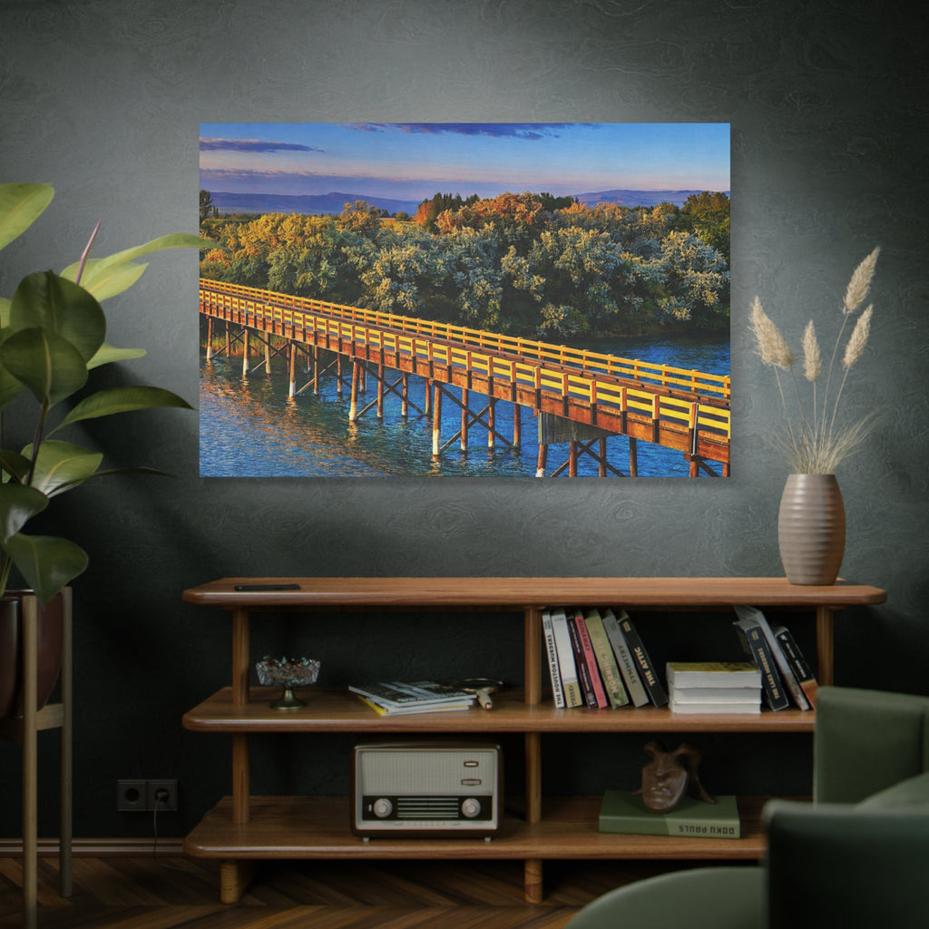 SatsandStripes.com Jackson Bridge Matte Canvas Idaho Wall Art Scenic Snake River Rustic Mountain Décor 6 sizes