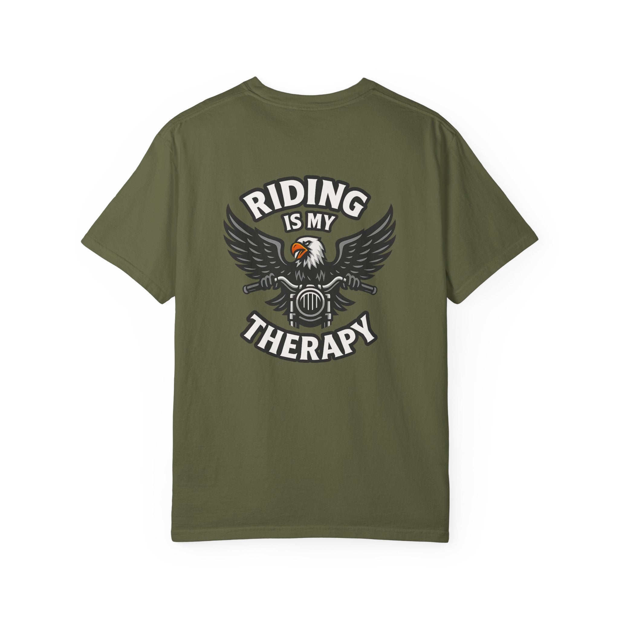 Riding is my Therapy Eagle Motorcycle T-Shirt Harley Biker Graphic Tee 8 colors 100% cotton