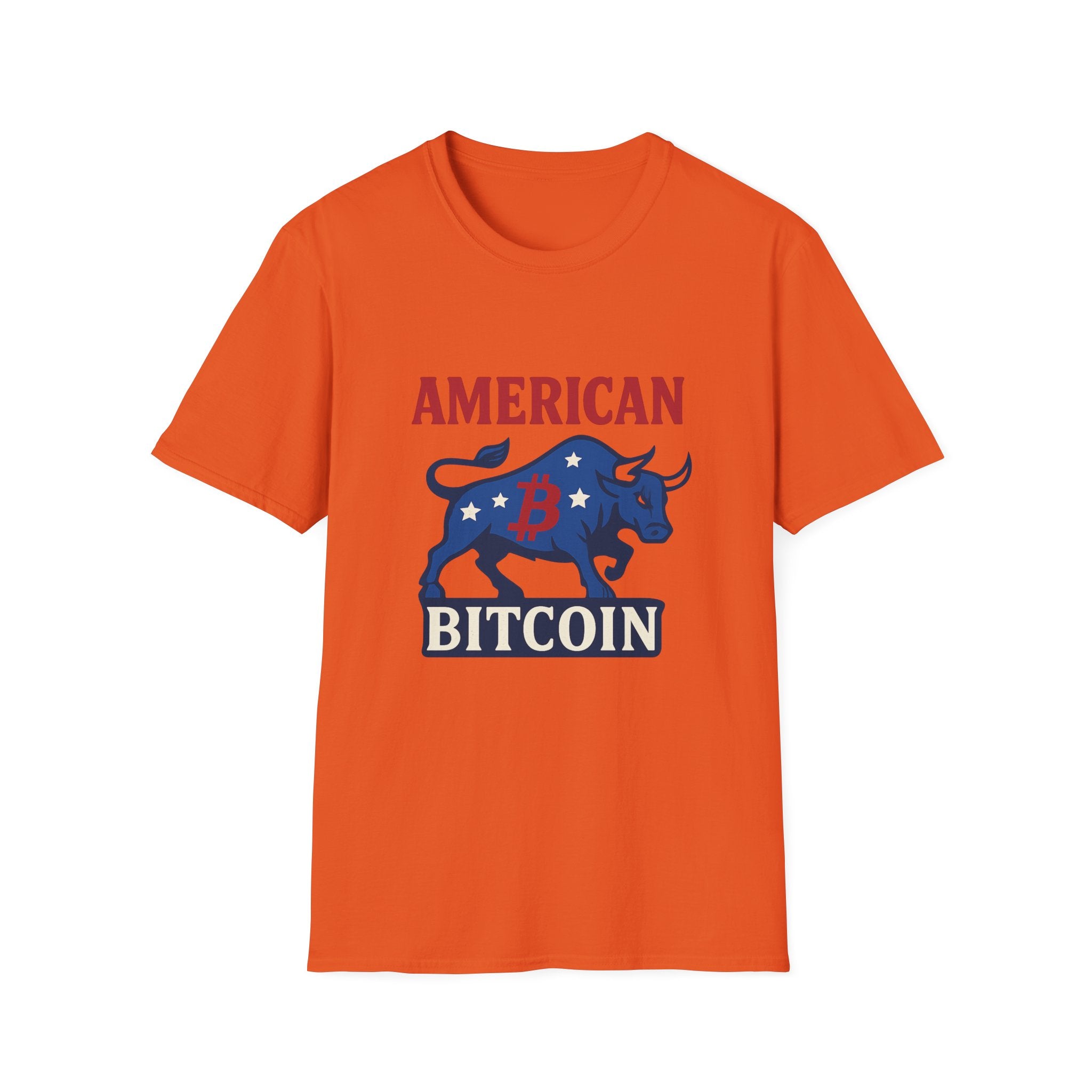 Amerikanisches Bitcoin Rot Weiß & Stier T-Shirt Tee 5 Farben 100% Baumwolle