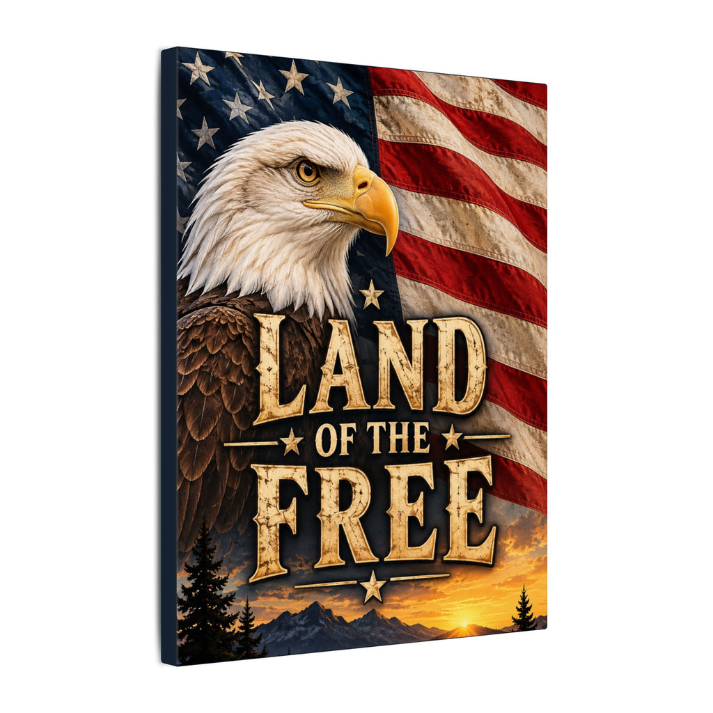 Satsandtripes.com Land of the Free Eagle Canvas 11 x 14 Wall Art –  Rustic American Flag Patriotic Home Decor