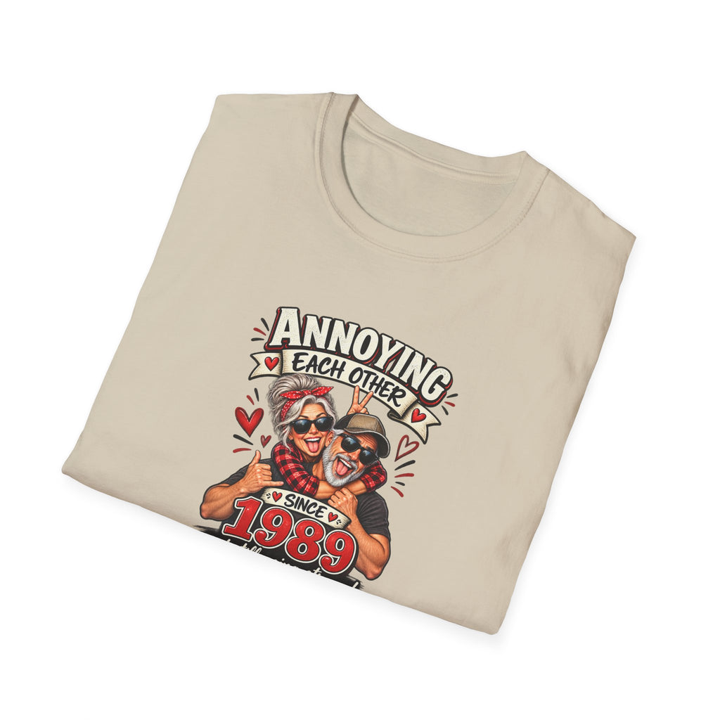 Personalized Annoying Each Other Since [Year] T-Shirt – Funny Couples Anniversary Gift – Custom Year Husband & Wife Tee Sand Folded