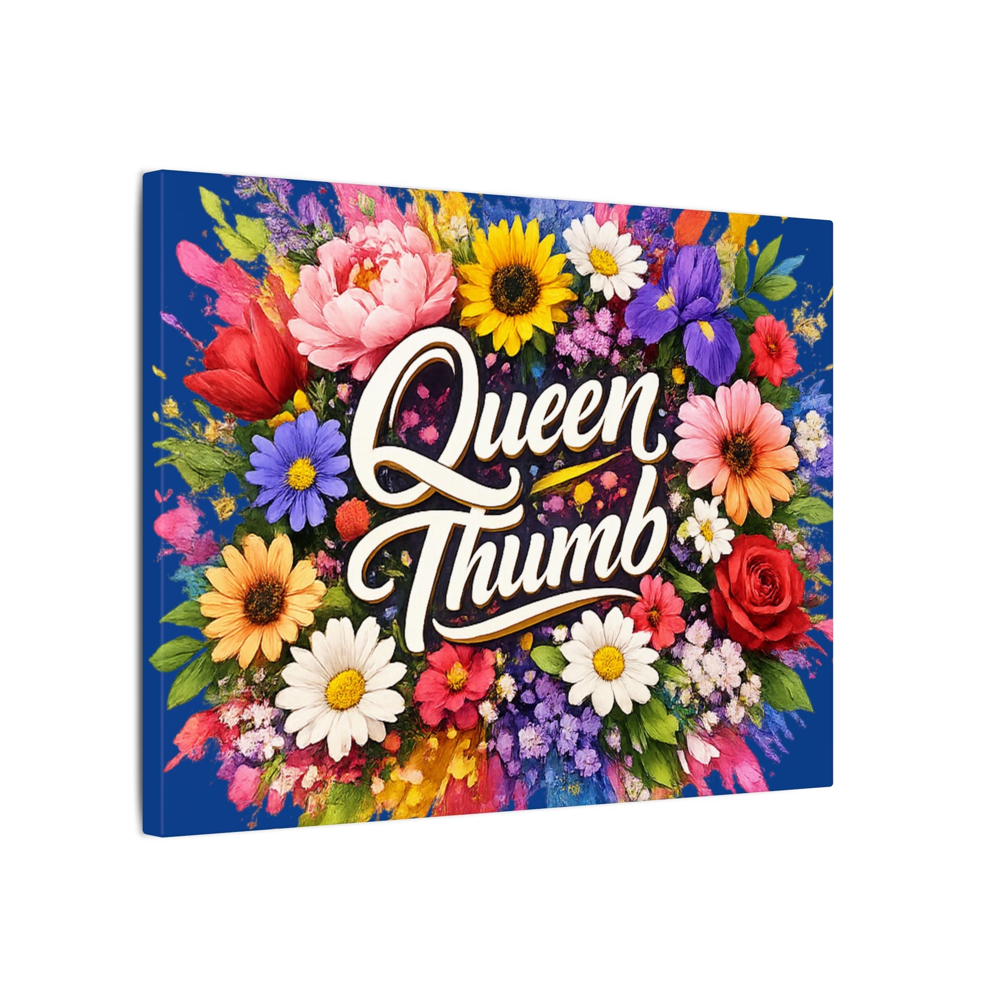 Queen Thumb Floral Canvas Wall Art Colorful Flower Canvas Print Gardener Gift Botanical Living Room Decor Blue Wall Art 3 sizes
