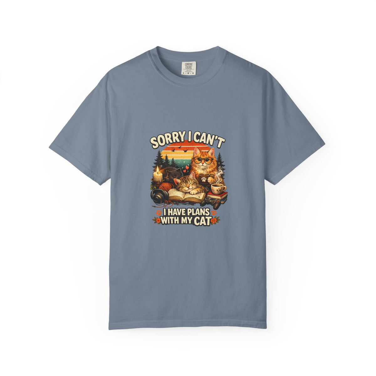 SatsandStripes.com Sorry I Can't I Have Plans With My Cat T-Shirt Funny Cat Lover Shirt Cat Mom Tee Gift for Cat Owners Blue Jean