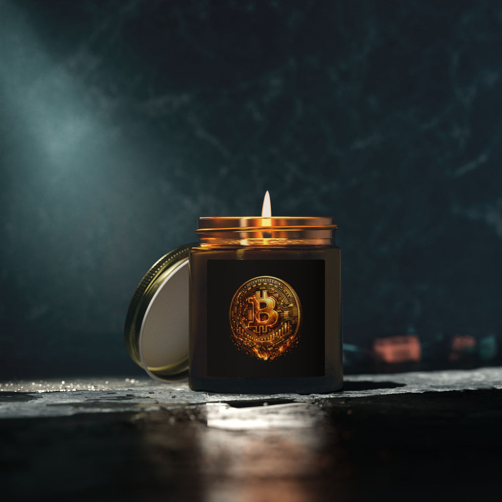 Burning Bitcoin Coin Candle Coconut Apricot Wax 4oz 9oz 8 scents available