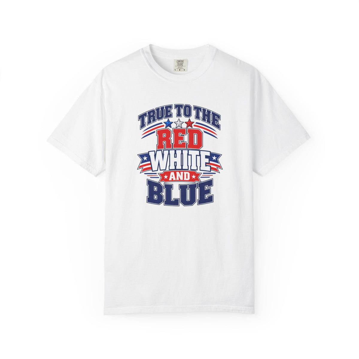 SatsandStripes.com True to the Red White and Blue Patriotic T-Shirt – American Flag USA Graphic Tee White