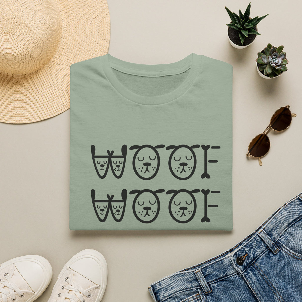 SatsandStripes.com Woof Woof Dog Lover Shirt Cute Dog T-Shirt Dog Owner Gift Sage