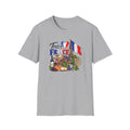 SatsandStripes.com Tour of France Softstyle® T-Shirt – Paris Eiffel Tower French Travel Graphic Tee Grey