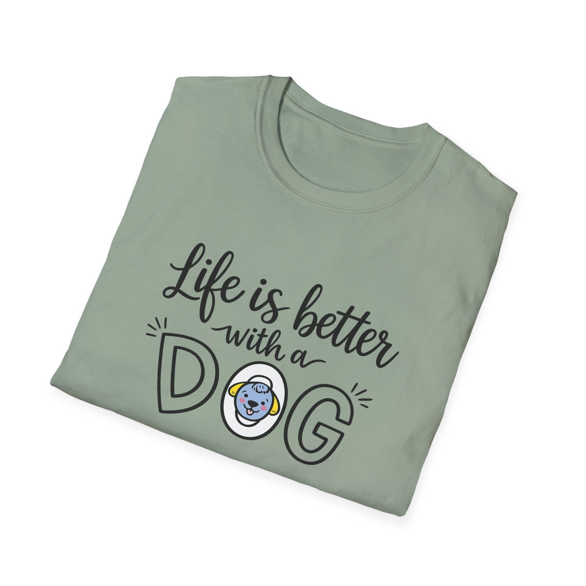Life Is Better With a Dog Shirt Dog Lover TShirt Pet Owner Gift Cute Dog T-Shirt Dog Owner Gift 6 colors 100% cotton