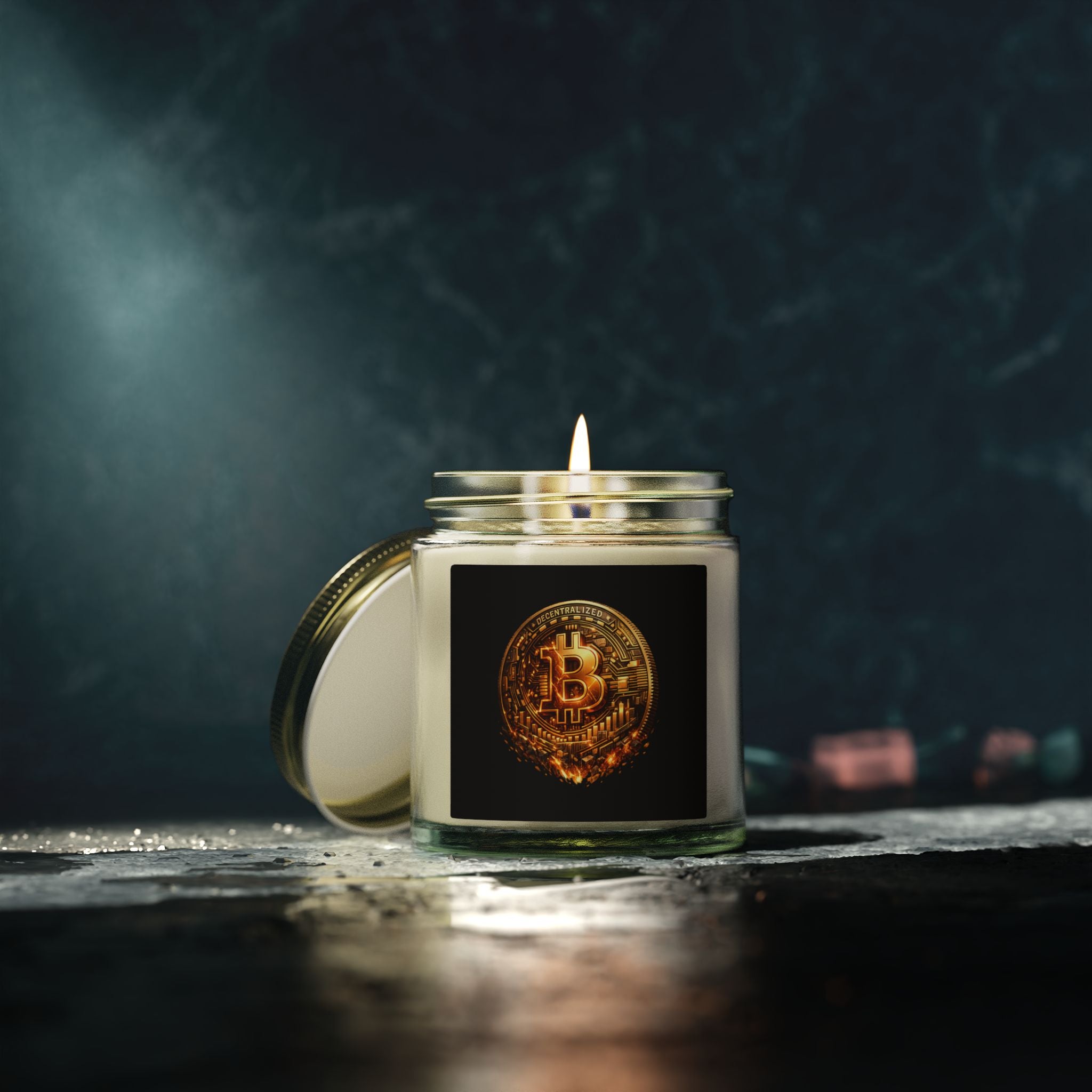 Burning Bitcoin Coin Candle Coconut Apricot Wax 4oz 9oz 8 scents available