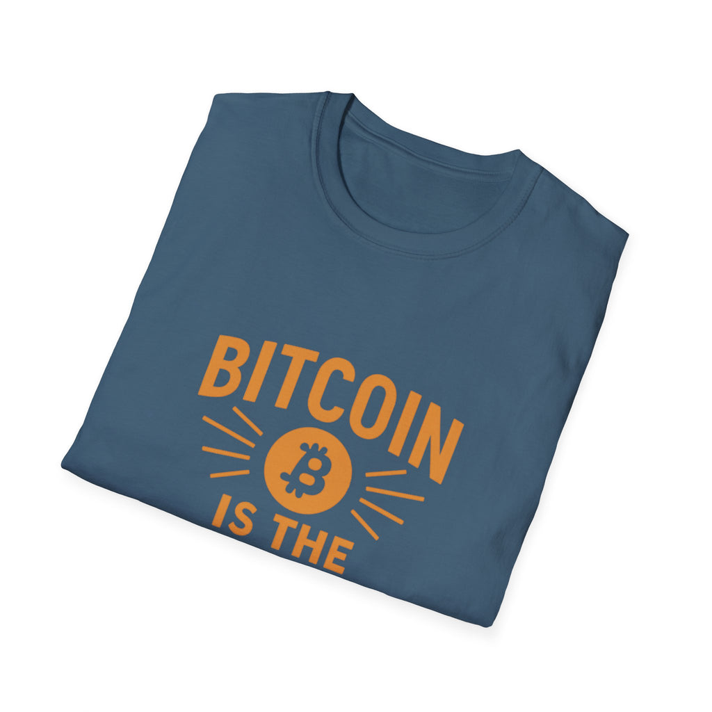 Bitcoin Is the Future Softstyle T-Shirt Tee Bold Ideas Timeless Message 3 colors 100% cotton