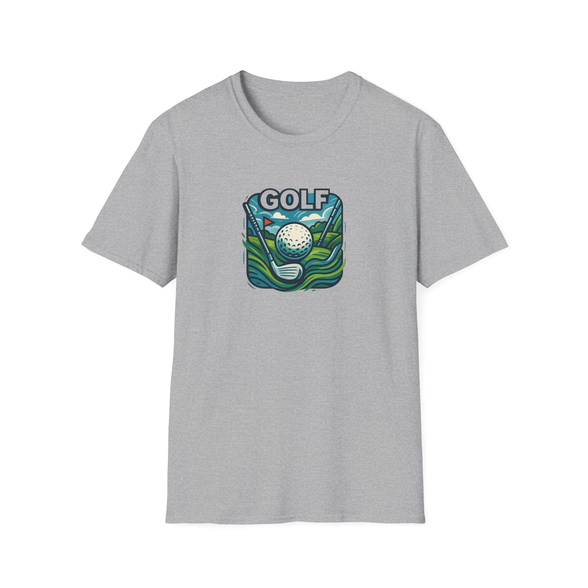 Retro Graphic Golf Tee with Club and Ball Design Perfect Gift for Golf Enthusiasts 4 colors 100% cotton