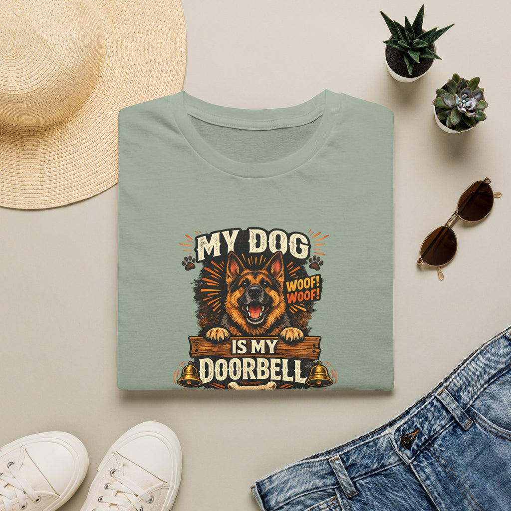 Mein Hund ist meine Türklingel T-Shirt Lustiges Hundeliebhaber-Shirt Hunde Mama Tee Haustierbesitzer Humor Shirt Niedliches Hunde Grafik Tee 6 Farben 100% Baumwolle