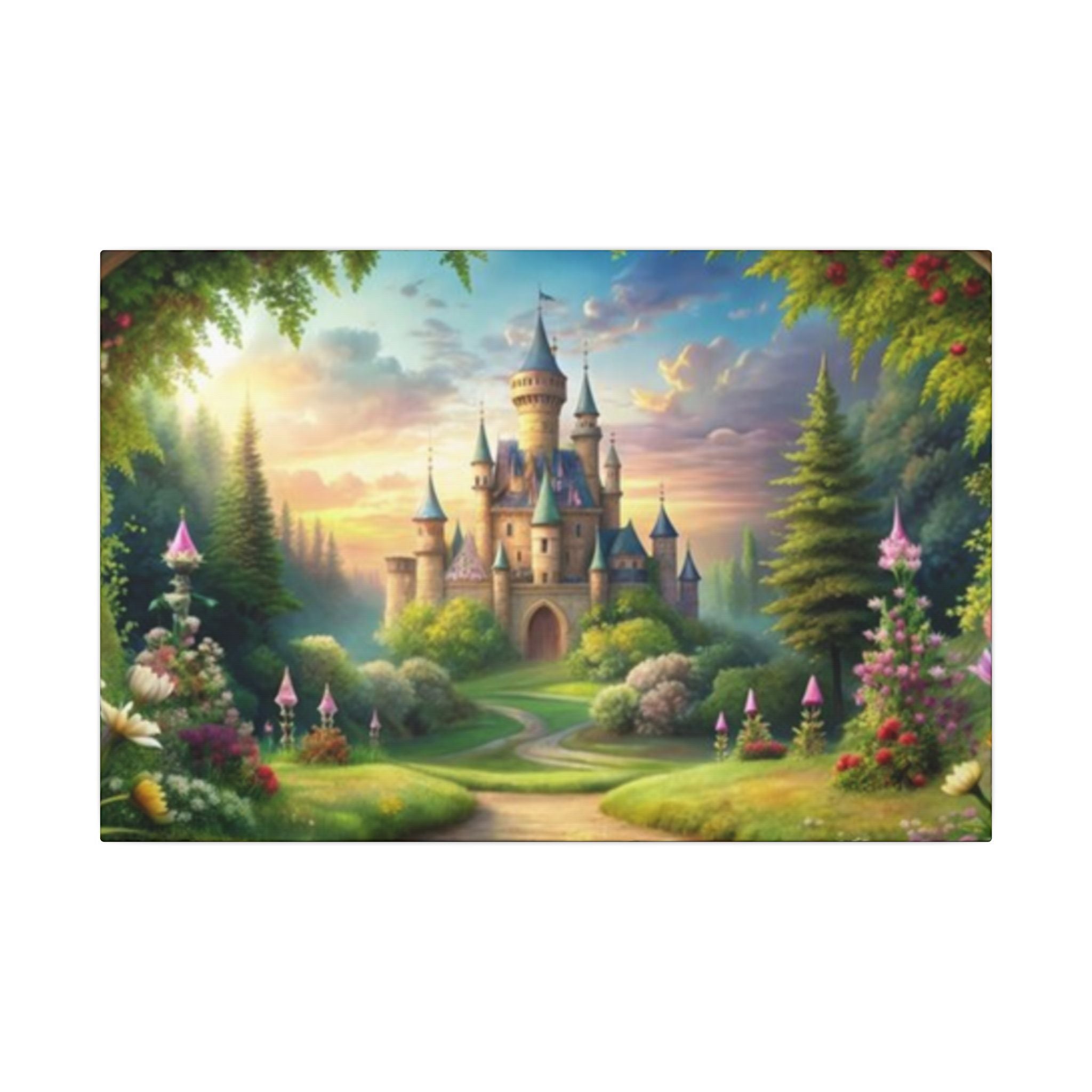 Fantasy Castle Wall Art for Girls Room Princess Nursery Canvas Fairytale Castle Wall Decor Kids Bedroom Art 2 Sizes Available