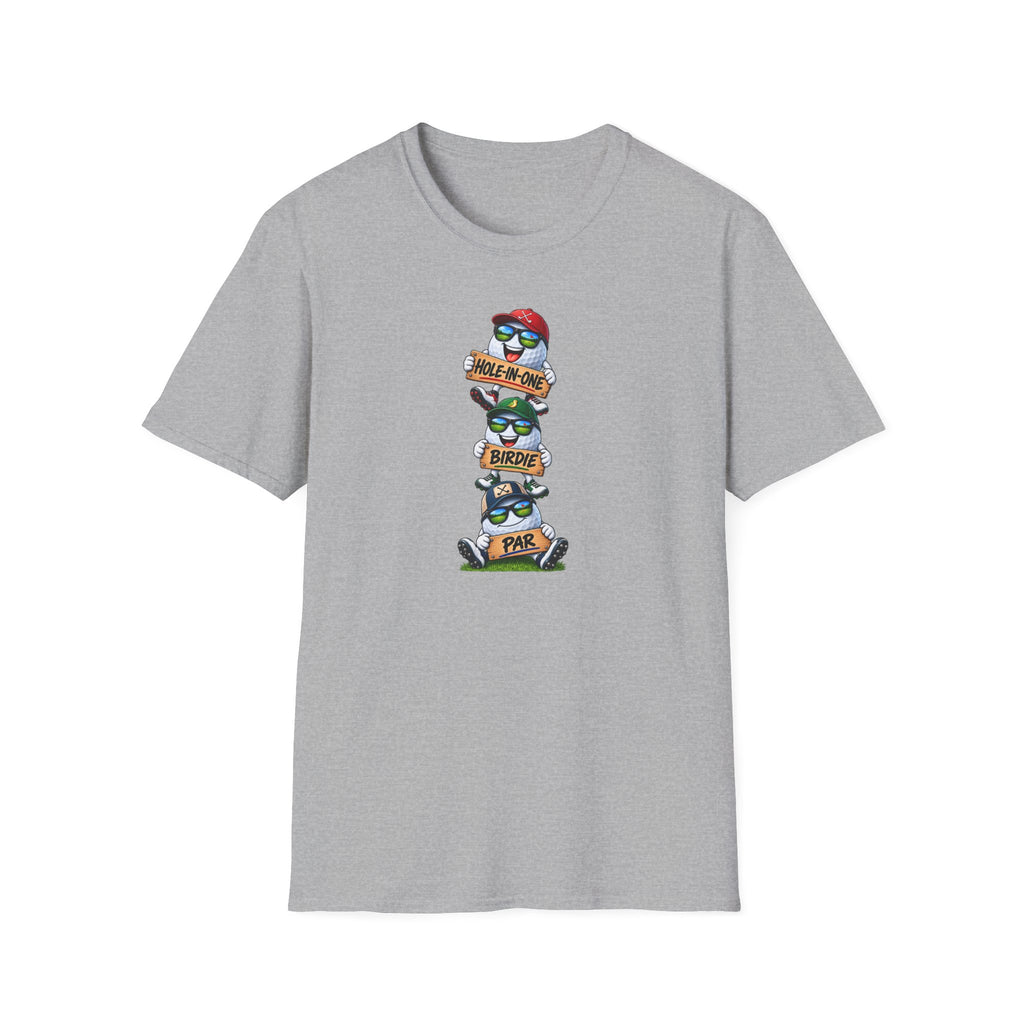 Satsandtripes.com Hole-In-One, Birdie & Par Golf Shirt – Three Balls, One Game, Zero Guarantees Grey