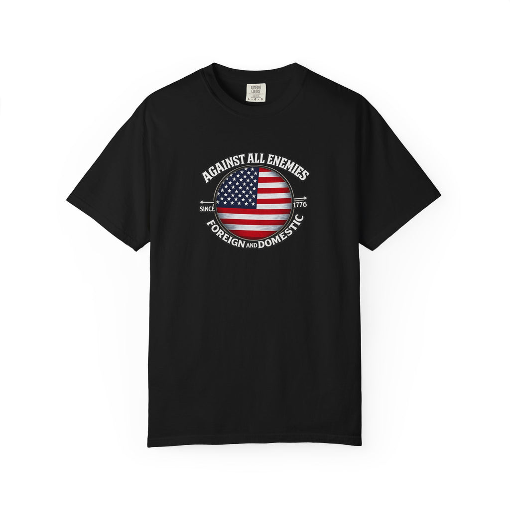 Against All Enemies Hemd Patriotisches Amerikanische Flagge T-Shirt 1776 USA Shirt Militär Veteran Patriot Geschenk 6 Farben 100% Baumwolle