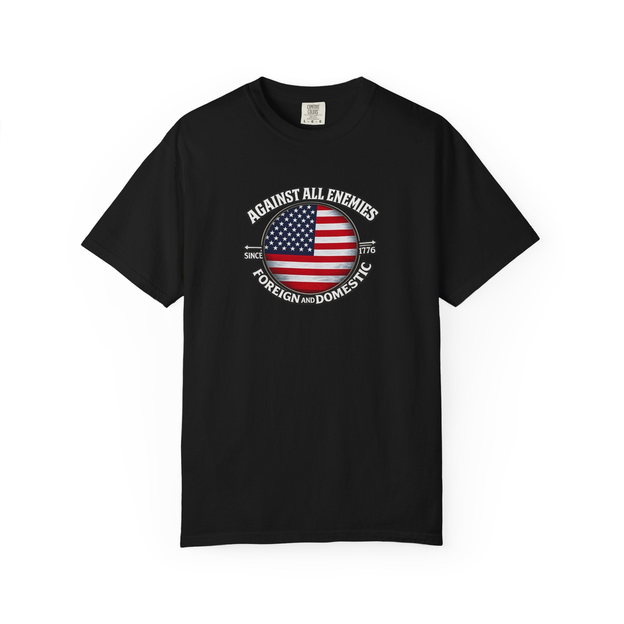 Against All Enemies Hemd Patriotisches Amerikanische Flagge T-Shirt 1776 USA Shirt Militär Veteran Patriot Geschenk 6 Farben 100% Baumwolle