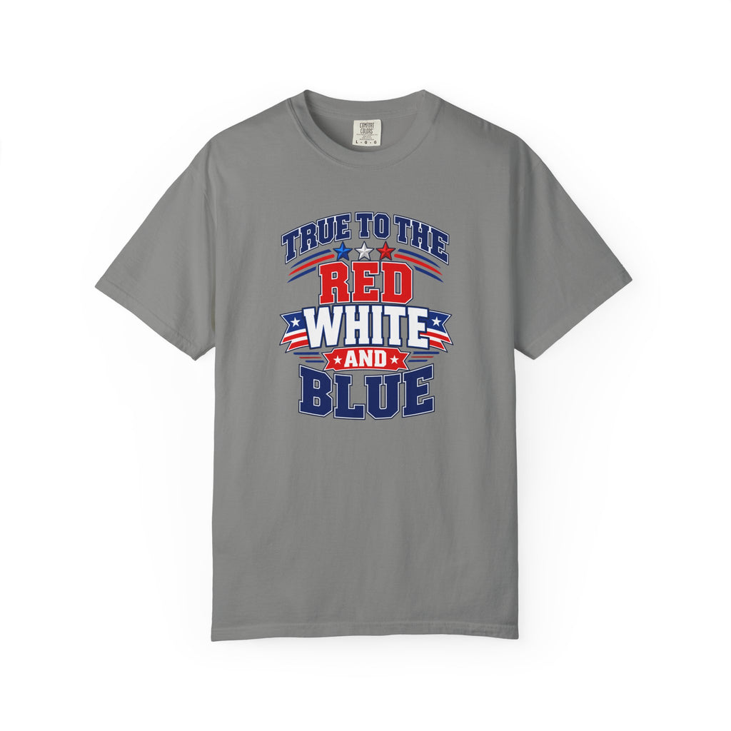 SatsandStripes.com True to the Red White and Blue Patriotic T-Shirt – American Flag USA Graphic Tee Grey