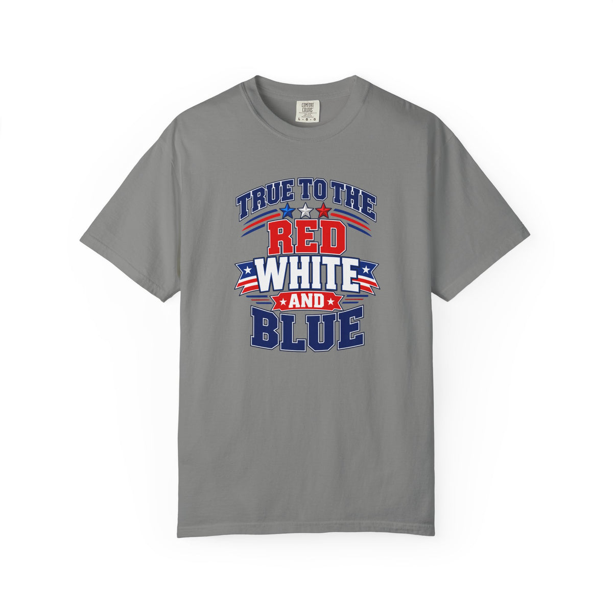 SatsandStripes.com True to the Red White and Blue Patriotic T-Shirt – American Flag USA Graphic Tee Grey