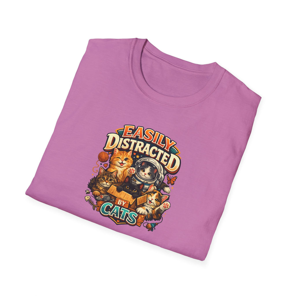 Easily Distracted by Cats TShirt Cute Cat Lover Shirt Funny Cat Mom Tee Cozy Pet Lover Gift 7 colors 100% cotton