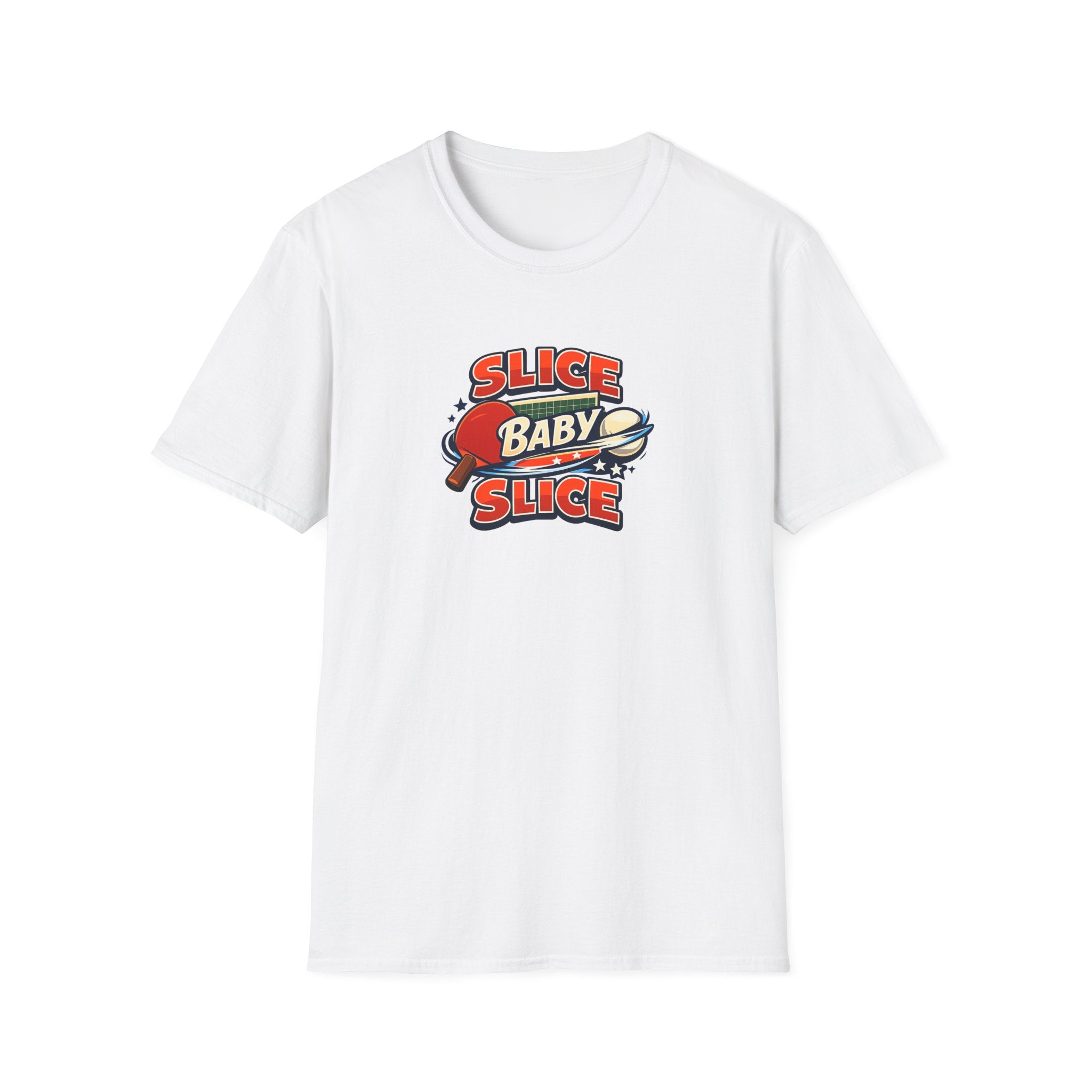 Sats and Stripes Slice Baby Slice Table Tennis T-Shirt Ping Pong Graphic Tee White