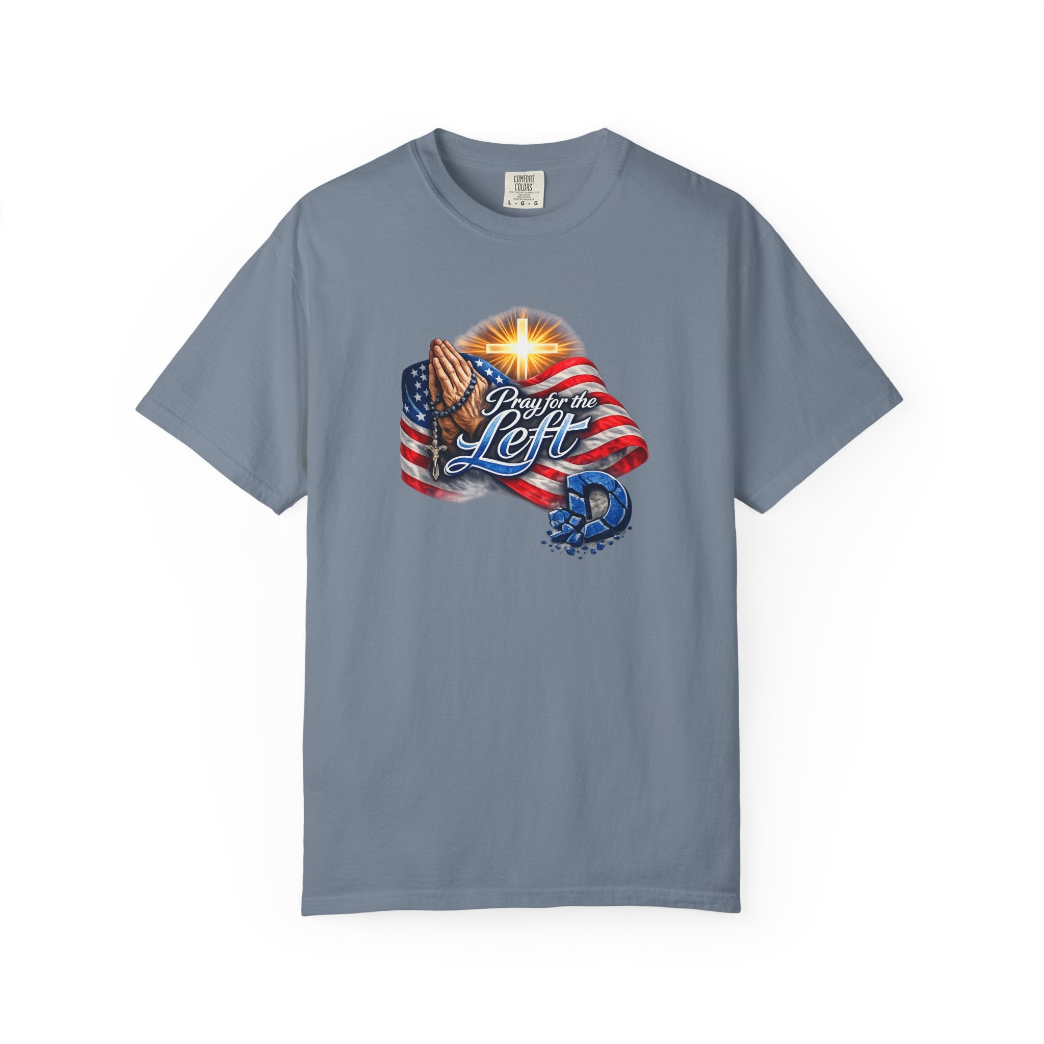 Pray for the Left Patriotic Christian TShirt Faith-Freedom Religious Flag Tee Inspirational Prayer Shirt 8 colors 100% cotton