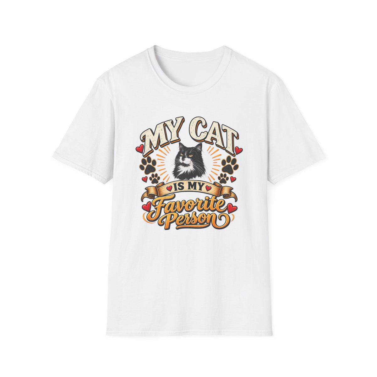 SatsandStripes.com My Cat Is My Favorite Person Personalized Softstyle® T-Shirt – Custom Pet Photo Cat Lover Shirt White