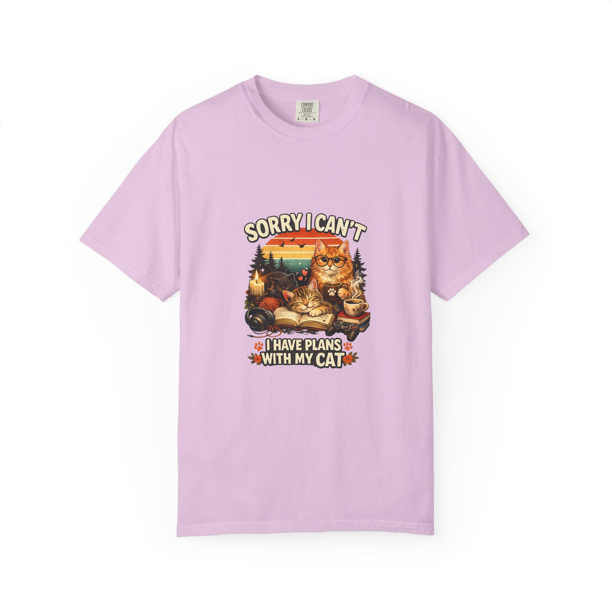 SatsandStripes.com Sorry I Can't I Have Plans With My Cat T-Shirt Funny Cat Lover Shirt Cat Mom Tee Gift for Cat Owners Pink