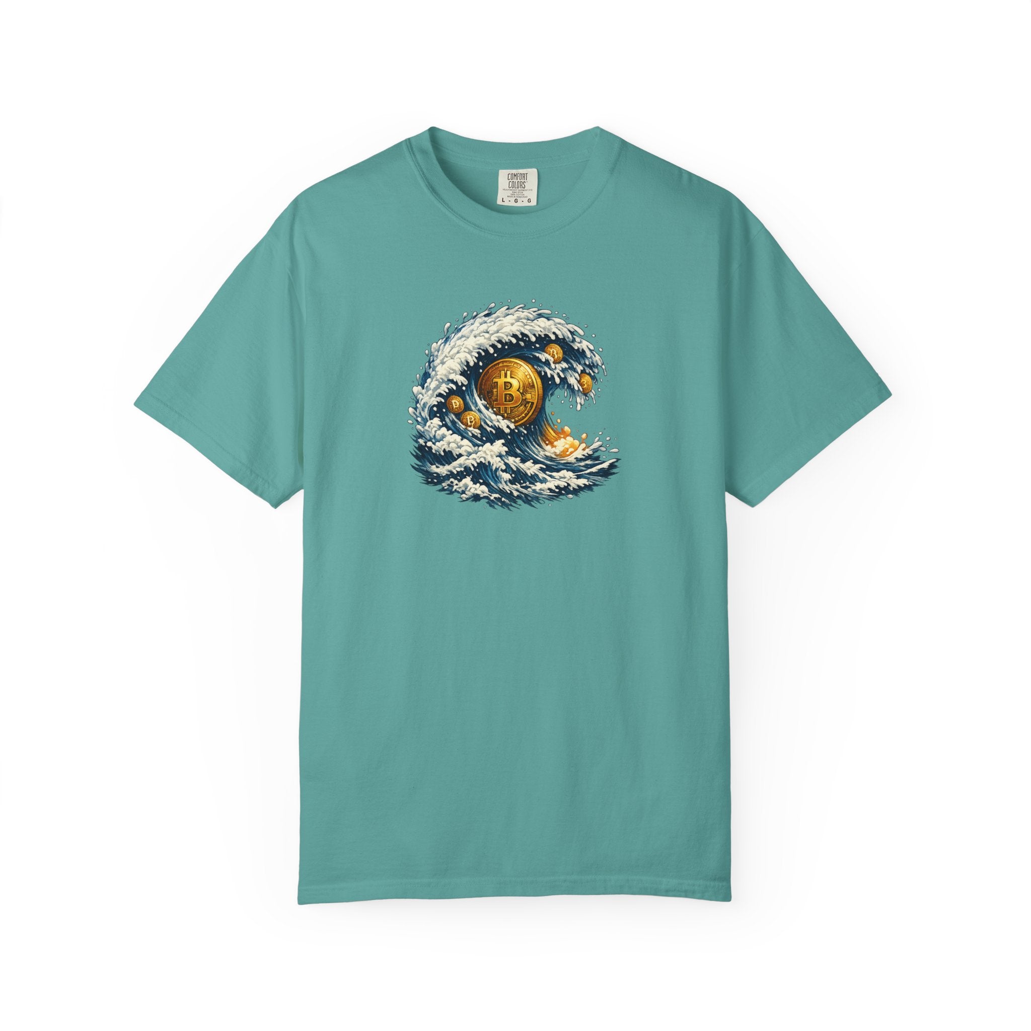 Bitcoin Tidal Wave T-Shirt Futuristic Crypto Graphic Tee Bitcoin Art Shirt Crypto Gift 12 colors 100% cotton