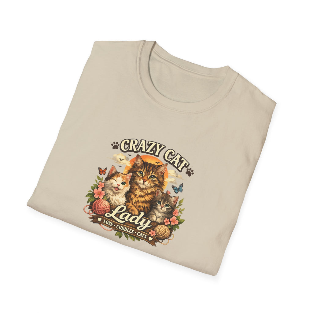 Crazy Cat Lady T-Shirt Funny Cat Lover Shirt Cat Mom Tee Cute Cat Graphic Shirt Gift for Cat Lovers 7 colors 100% cotton