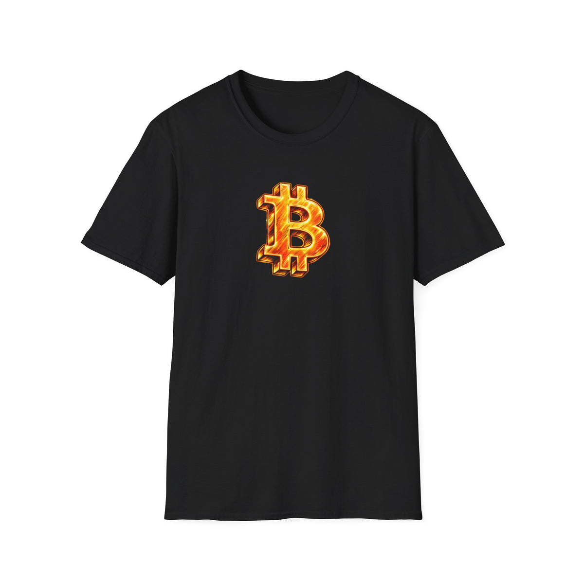 Fiery Bitcoin Logo Softstyle® T-Shirt Bold BTC Graphic Tee for HODLers & Bitcoin Fans 4 colors - 100% cotton