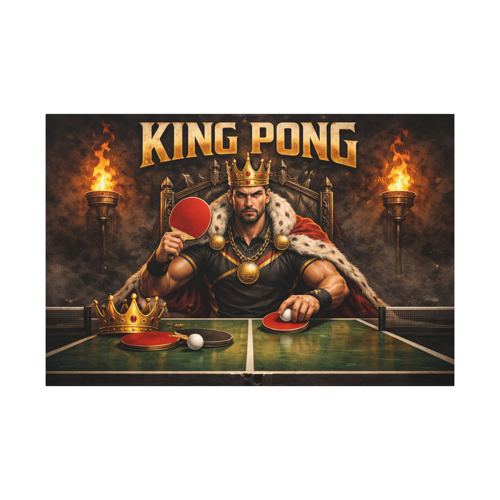 King Pong Table Tennis Canvas Print Stretched Canvas Wall Art Game Room Decor Ping Pong Wall Art 60 x 40