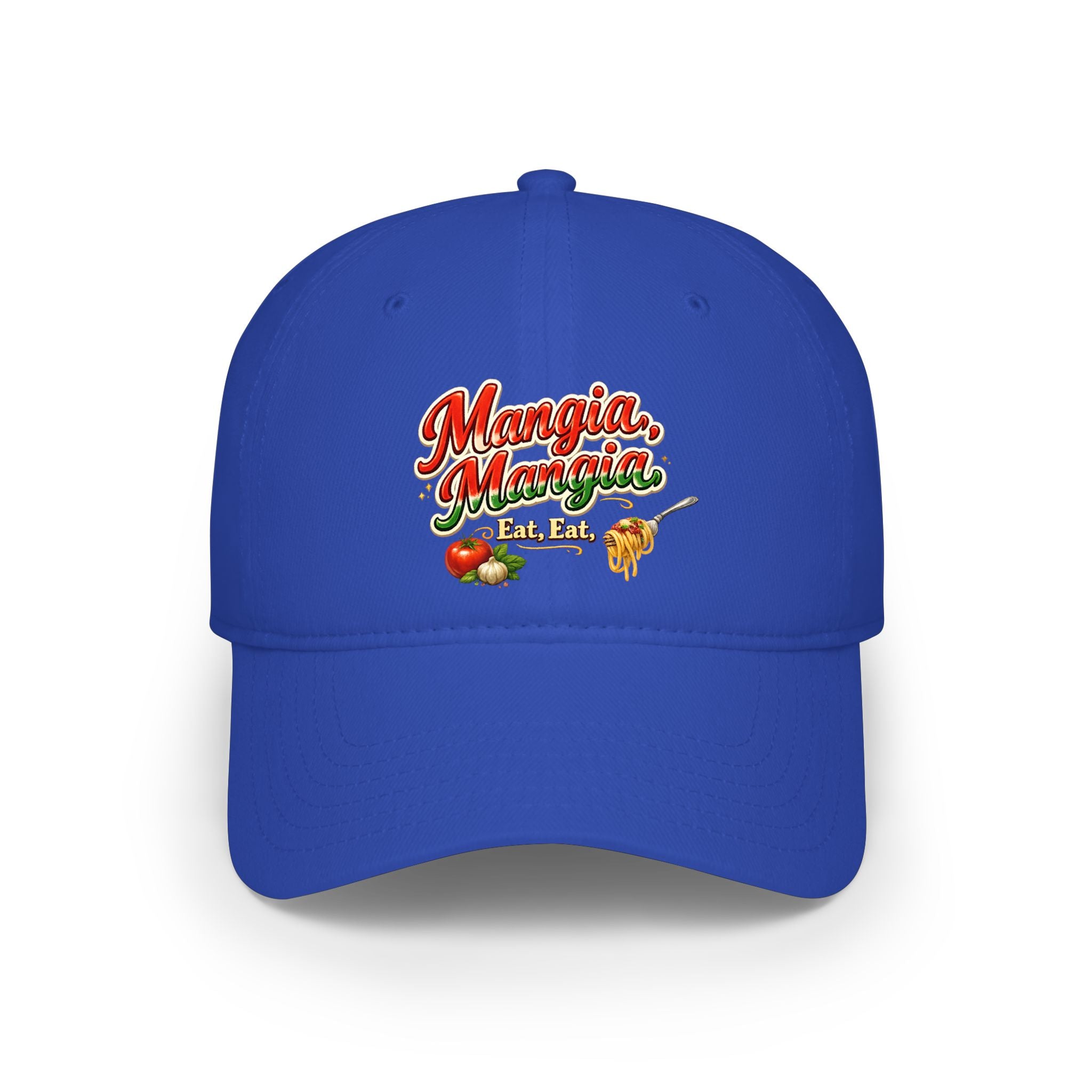 Mangia Mangia, Eat Eat Hat Italian Food Baseball Cap Funny Italian Gift Pasta Lover Foodie Hat 7 colors 100% cotton