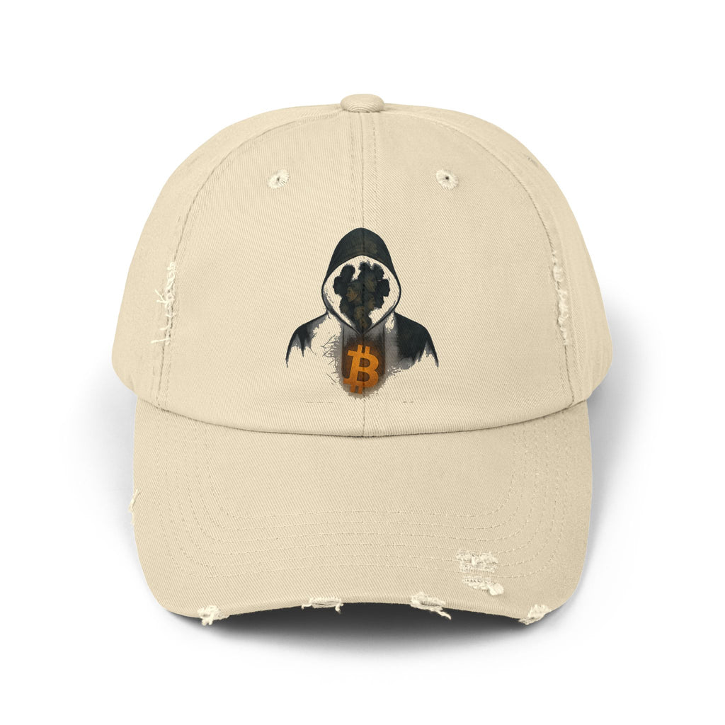 We Are All Satoshi Hat Distressed Beige Unisex Cap for True Bitcoin Believers