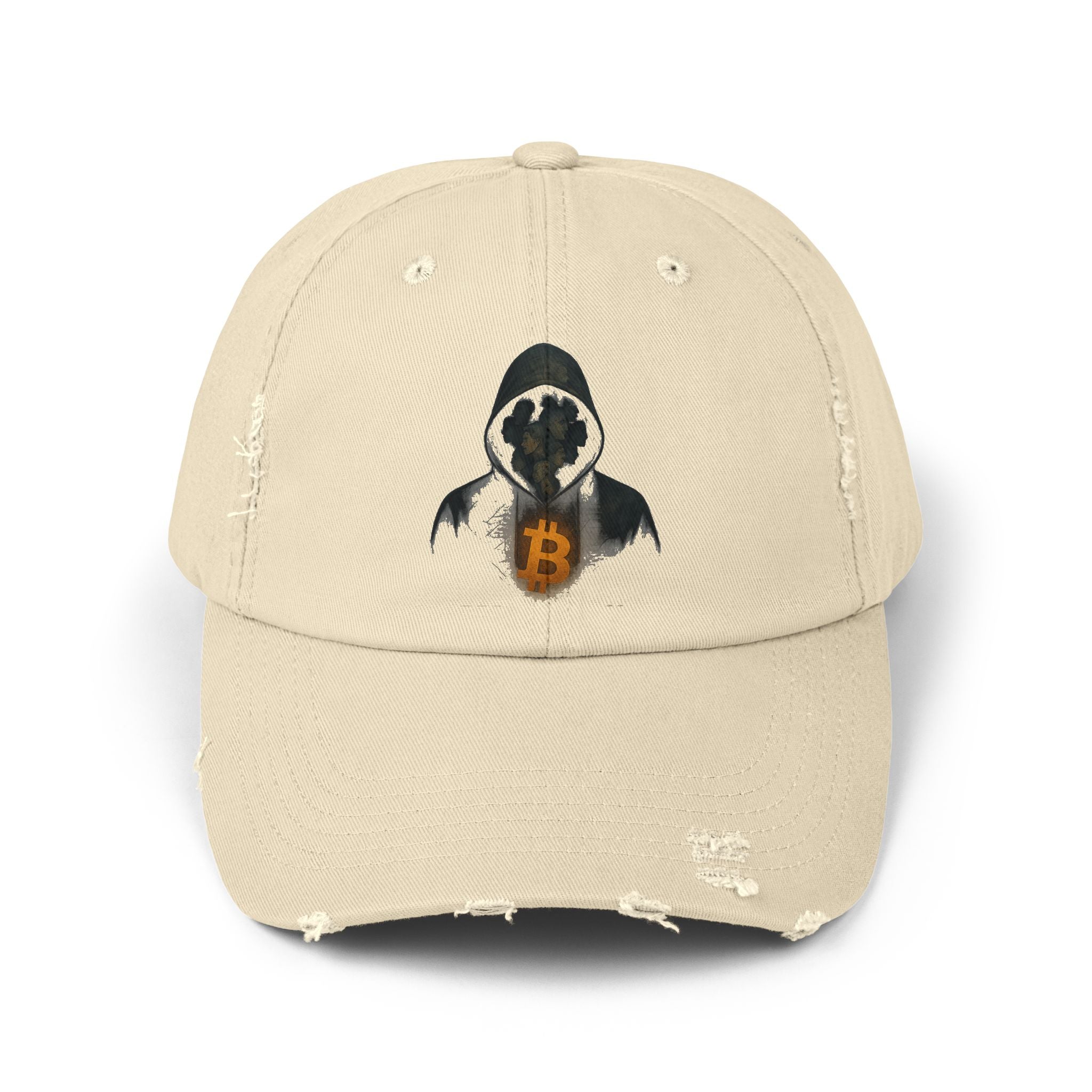We Are All Satoshi Hat Distressed Beige Unisex Cap for True Bitcoin Believers